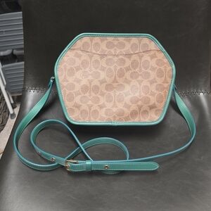 Stylish Teal and Beige Women's Bag